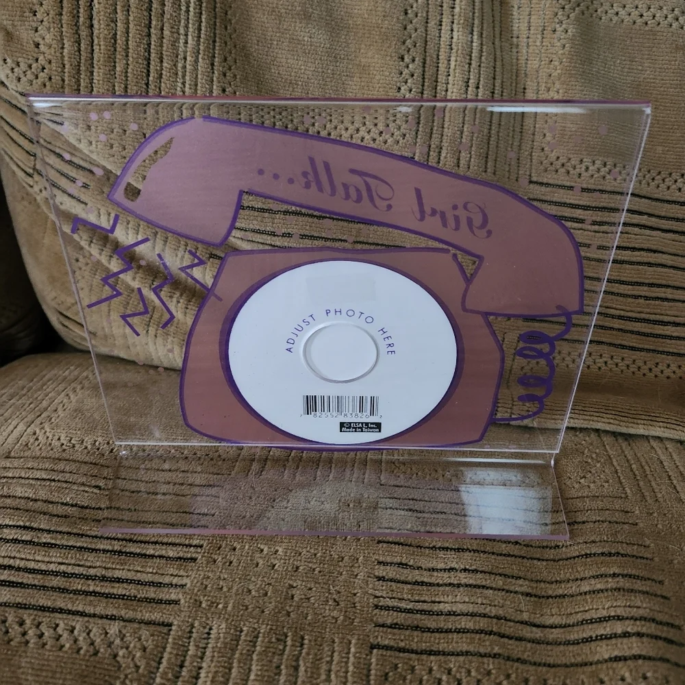 Girl Talk Purple and Pink Photo Frame with Retro Design 3.5 x 3.5 New